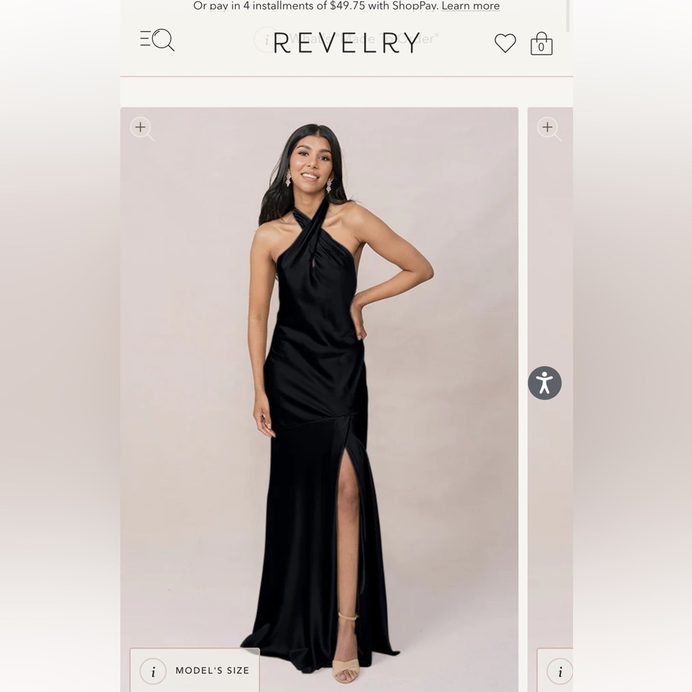 Revelry - Athena Black Satin Dress